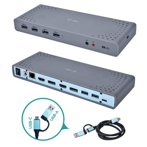 ALS-2916986-ba8f38980b563136 I-TEC USB 3.0/USB-C Dualdock 1x 5K 2x 4K 60Hz 2x HDMI 2x DP 1x GLAN 6x USB 3.0 1x Audio/Mic Jack Kensington kompatibel mit TB 3 – Bild 1