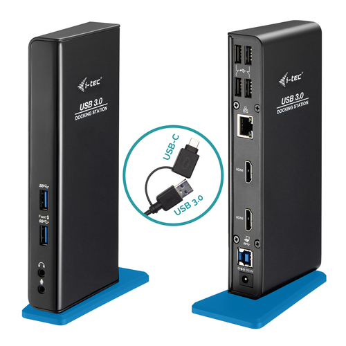 ALS-4007821-6500a7fe2234a7f9 I-TEC USB 3.0/USB-C Dual HDMI Docking Station 2x HDMI 1x GLAN 2x USB 3.0 4x USB 2.0 1x Audio 1x Mic USB 3.0 Kabel mit USB-C adapter – Bild 1