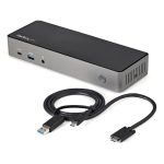STARTECH.COM USB-C & USB-A Dock - Hybrid Triple Monitor Laptop Docking Station DisplayPort & HDMI 4K 60Hz/85W PD