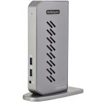 STARTECH.COM USB-C USB-A Dock - Hybrid Universal USB 3.0 Docking Station for USB-C or USB-A Laptop - Dual Monitor - GbE