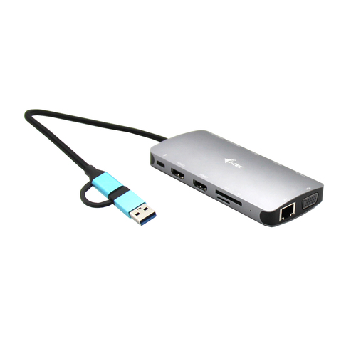 ALS-46129656-36daad39bf29b63a I-TEC USB-C Metal Nano Dock 2xHDMI 1xVGA 1xSD Kartenleser 1xmicroSD Kartenleser 1xGLAN 3xUSB 2.0 1xUSB 3.2 1xUSB-C3.2Data 1xUSB-C PD – Bild 1