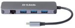 D-LINK DUB-2334 5-in-1 USB-C Hub mit Gigabit-Ethernet/Stromversorgung 3x USB-A 3.0 1x USB-C mit Ladefunktion bis 60W 1x RJ-45 – Bild 2