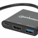 MANHATTAN USB-C auf HDMI 3-in-1 Docking-Konverter mit Power Delivery 100W HDMI 4K30Hz USB-A 5Gbit/s Buchsen Passthrough-Ladeanschl.