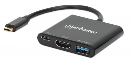 ALS-46153323-6852e70ca2ab2c14 MANHATTAN USB-C auf HDMI 3-in-1 Docking-Konverter mit Power Delivery 100W HDMI 4K30Hz USB-A 5Gbit/s Buchsen Passthrough-Ladeanschl. – Bild 1
