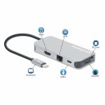 MANHATTAN USB-C 8-in-1-Dockingstation mit Power Delivery 100 W Typ C-Stecker auf HDMI 4K30Hz 3x USB-A 5 Gbit/s RJ45 Kartenleser Alu – Bild 4