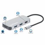 MANHATTAN USB-C 8-in-1-Dockingstation mit Power Delivery 100 W Typ C-Stecker auf HDMI 4K30Hz 3x USB-A 5 Gbit/s RJ45 Kartenleser Alu – Bild 5