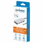 MANHATTAN USB-C 8-in-1-Dockingstation mit Power Delivery 100 W Typ C-Stecker auf HDMI 4K30Hz 3x USB-A 5 Gbit/s RJ45 Kartenleser Alu – Bild 6