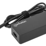 MANHATTAN USB-C Power Delivery Laptop-Netzteil 65 W abnehmbares EU-Stromkabel integriertes USB-C PD-Kabel schwarz