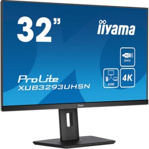 IIYAMA XUB3293UHSN-B5 81,28cm 32Zoll ETE IPS 3840x2160 UHD 1000:1 350cd/m2 4ms HDMI DP USB-C Dock Speakers LAN 65W PD 15cm