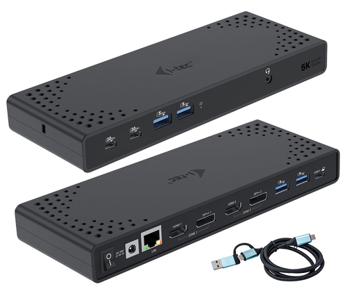ALS-46345083-d83fdfee85317391 I-TEC USB 3.0/USB-C/Thunderbolt 3 Dualdock 1x5K 2x4K 60Hz 2xDP 2xHDMI 1xGLAN 4xUSB 3.2 2xUSB-C 3.2 Gen.2 1xAudio/Mic Jack PD 100W KL – Bild 1