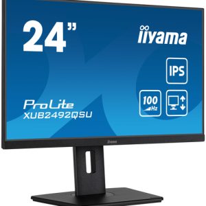 IIYAMA XUB2492QSU-B1 60,96cm 24Zoll IPS-panel 2560x1440 100Hz QHD 5ms MPRT FreeSync 15cm Height Adj. Stand 300cd/m2 HDMI DisplayPort