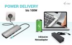 I-TEC USB-C Metal Nano Dock 2x HDMI 1x GLAN 2x USB 3.2 2x USB 2.0 1x USB-C 3.2 Gen.1 Data 1x USB-C 100W PD + Netzteil 100W – Bild 3