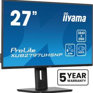 IIYAMA XUB2797UHSNP-B1 68,58cm 27Zoll IPS UHD 350cd/m2 4ms 15cm height adj. Stand HDMI DP USB-C Dock LAN Speakers 5 year guarantee