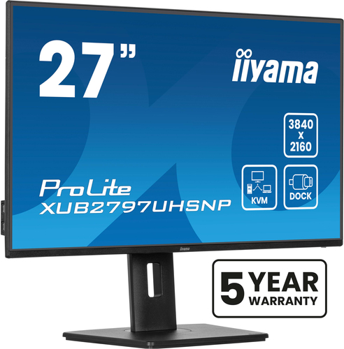 ALS-47332483-874526ca14a72897 IIYAMA XUB2797UHSNP-B1 68,58cm 27Zoll IPS UHD 350cd/m2 4ms 15cm height adj. Stand HDMI DP USB-C Dock LAN Speakers 5 year guarantee – Bild 1