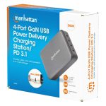 MANHATTAN 4-Port GaN USB Power Delivery-Ladestation PD 3.1 Vier USB-C PD-Ports mit bis zu 140W pro Port 240 W Gesamtleistung schwarz – Bild 4