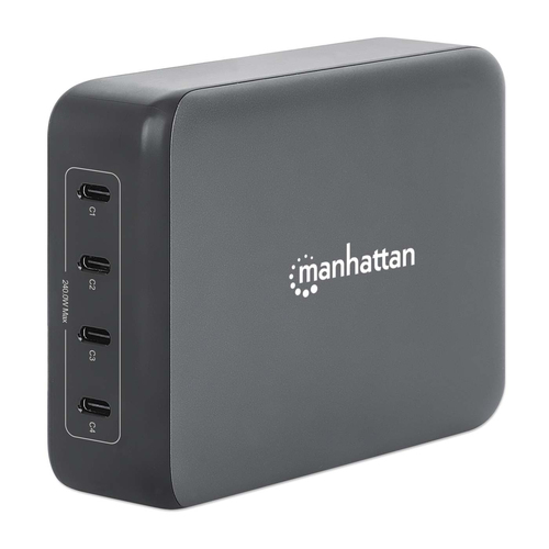 ALS-47763176-6bebbfa54294eb1e MANHATTAN 4-Port GaN USB Power Delivery-Ladestation PD 3.1 Vier USB-C PD-Ports mit bis zu 140W pro Port 240 W Gesamtleistung schwarz – Bild 1