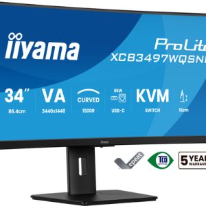 IIYAMA XCB3497WQSNP-B1 86,36cm 34Zoll UW Curved VA-panel 3440x1440 120Hz 350cd/m2 04ms Speakers USB-C Dock DisplayPort