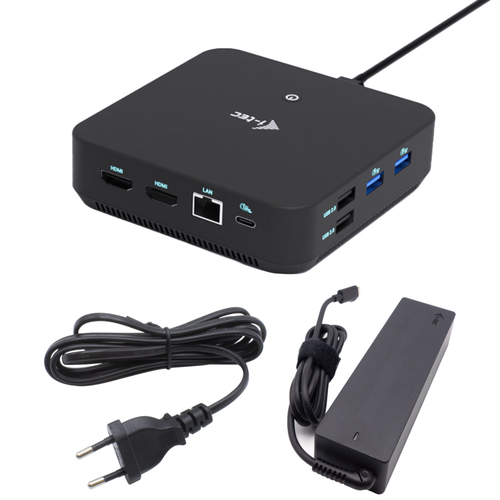 ALS-48068795-7be8a63905411f5c I-TEC USB-C DS 2 x HDMI 1x DP 1x GLAN 1x USB-C 3.2 3x USB-A 3.2 2x USB 2.0 1x 3,5mm Audio/Mic 1x 100W USB-C Power Delivery + Charger – Bild 1
