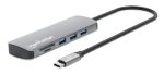 MANHATTAN USB-C PD 4K Dockingstation USB C-Stecker auf HDMI 4K60Hz 3x USB-A USB-C 5Gbit/s USB-C PD 100W SD/MicroSD RJ45 Gigabit grau