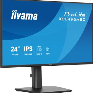 IIYAMA XB2496HSC-B1 60,96cm 24Zoll IPS-panel 1920x1080 144Hz 15cm Height Adj. Stand 3ms 300cd/m Speakers HDMI USB-C 65W PD Speakers