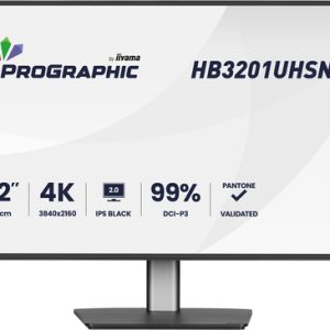 IIYAMA HB3201UHSNP-B1 81,28cm 32Zoll IPS BLACK 2.0 panel 3840x2160 UHD DCI-P3 99perc Pantone Certified Delta E 2 USB-C Dock LAN/96W