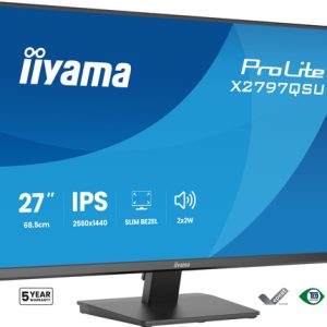 IIYAMA X2797QSU-B1 68,58cm 27Zoll IPS QHD 4-side slim bezel EyeComfort 350cd/m2 4ms Speakers 2x HDMI DP 2xUSB 3.2 2xUSB Type-C