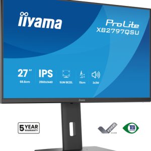IIYAMA XB2797QSU-B1 68,58cm 27Zoll IPS QHD 4-side slim bezel EyeComfort 350cd/m2 4ms Speakers 2x HDMI DP 2xUSB 3.2 2xUSB Type-C