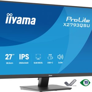 IIYAMA X2793QSU-B1 68,58cm 27Zoll IPS 4-side slim bezel 2560x1440 QHD 1ms MPRT 350cd/m HDMI DisplayPort Speakers USB HUB 2x2.0