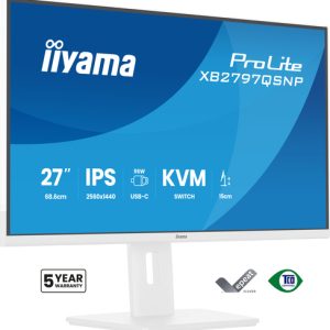 IIYAMA XB2797QSNP-W1 68,58cm 27Zoll IPS QHD 350cd/m2 1ms HDMI DP USB-C KVM USB HUB 2x3.2+2xType C USB-C Dock Speakers Height Adj