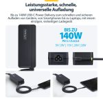 STARTECH.COM 140W USB-C Laptop Charger with 1,2m 4ft Tethered USB-C Cable GaN Power Adapter Brick for MacBook M3/M4/M5 Pro/Max – Bild 4