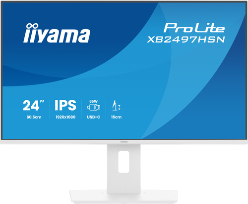 ALS-48740808-67df9a38ae4bd68e IIYAMA XB2497HSN-W1 60,96cm 24Zoll IPS-panel 1920x1080 USB-C Dock 15cm Height Adj. Stand 1ms 350cd/m Speakers USB-C HDMI DP – Bild 1