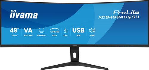 ALS-48740810-05535468f130ec97 IIYAMA XCB4994DQSU-B1 124,46cm 49Zoll UW Curved VA DQHD 5120x1440 400cd/m2 2ms GtG Speakers 1x DisplayPort 2x HDMI USB HUB 2x3.2 – Bild 1